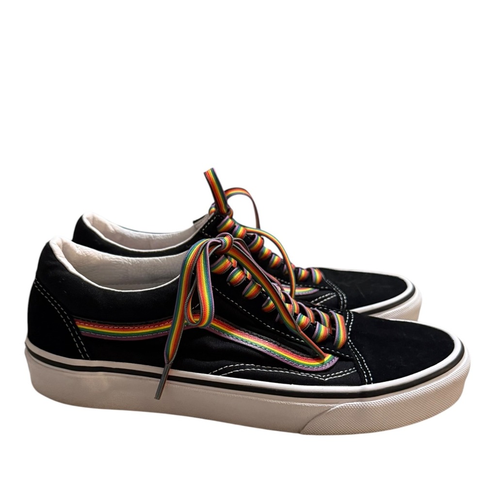 Vans Old Skool Pride Black Rainbow Sneakers Mens 7 Womens 8.5 Low Top Skate Shoe